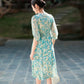 Elegant Waist Cinching Floral Silk Dress