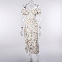 Floral Off Shoulder Puff Sleeve Maxi Dress For Woman