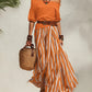 Off-shoulder Top And Slit Skirt Womens Set