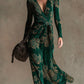 Womens V-neck Long-sleeve Maxi Dress
