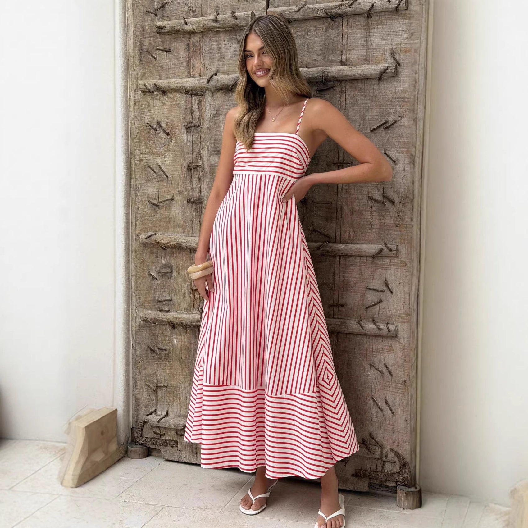 Summer Striped Printed Maxi Dress For Women