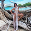 Womens Elegant Vintage Handwoven Tassel Maxi Dress