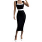 Women's Intellectual Style Dress With Square Neckline, Spaghetti Straps, And Color-blocked Maxi Dress
