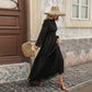 Lantern Sleeve Lace Panel Elegant Maxi Dress