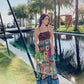 Bohemian Cross Back Tropical Maxi Summer Dress