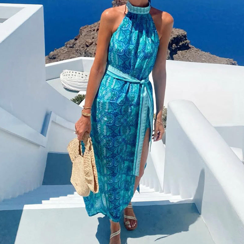 Women's Printed Sleeveless Maxi Vacation Dress