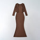 Strap Fish-tail Maxi Dress With Long-sleeve Cardigan A Sassy Two-piece Set For Women