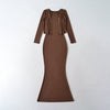 Strap Fish-tail Maxi Dress With Long-sleeve Cardigan A Sassy Two-piece Set For Women