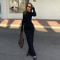 Women's OffshoulderLong-sleeve Figurehugging Pleated Maxi Dress