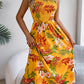Women's Floral Print Tie Waist Camisole Beach Vacation Maxi Dress