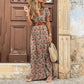 Bohemian Style Waist Trimming Printing Maxi Dress