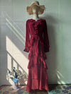 Elegant Ruffled Long-sleeve Waist-cinched Maxi Dress