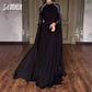 Modest Arabic Dubai Long Sleeves Evening Dress In Stock Silver Deatils A Line Formal Events Wear Classic High Neck Prom Gown