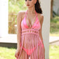 Womens Elegant Vintage Handwoven Tassel Maxi Dress