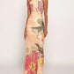 Floral Print Cross Halter Neck Maxi Dress