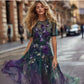 Womens Lightweight Printed Plus-size Loose-fitting Figure-flattering Maxi Dress