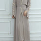 Ladies' Arab Long Gown with Bow Knot Soft Comfortable Casual Solid Color Outer Dress with Belt