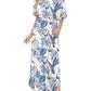 Printed Off-shoulder Short-sleeve Maxi Dress