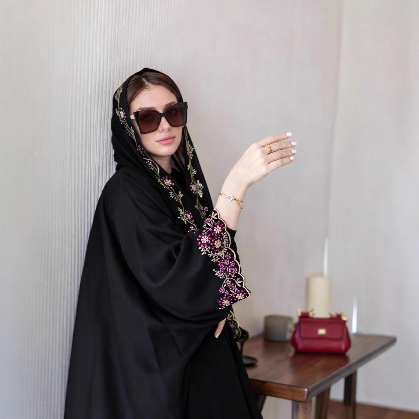 Women Jalabiya Dubai Abaya Eid Ramadan Party Gorgeous Long Dresses Embroidery Beads Diamond Abaya Women Muslim Dress with Scarf