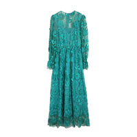 Gently Breezy Mesh Lace Embroidered Maxi Dress