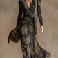 Womens V-neck Long-sleeve Maxi Dress