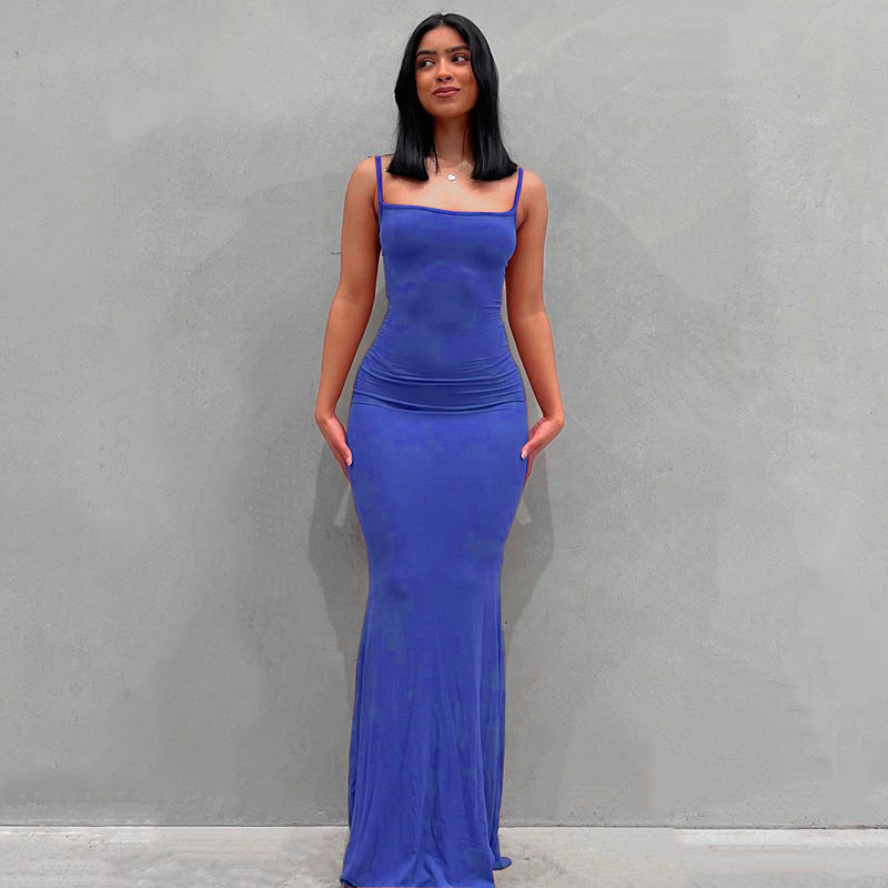 Women Sling Dress Casual Long Skirt