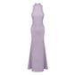 Floral Maxi Dress Round Neck Solid Color