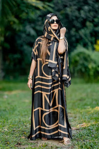 African Dresses For Women Plus Size Summer Boho Silk Printed Muslim Hijab Kaftan Dress Middle East Traditional Lady beach Abaya