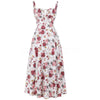 Floral Neck Slit Flared Dress