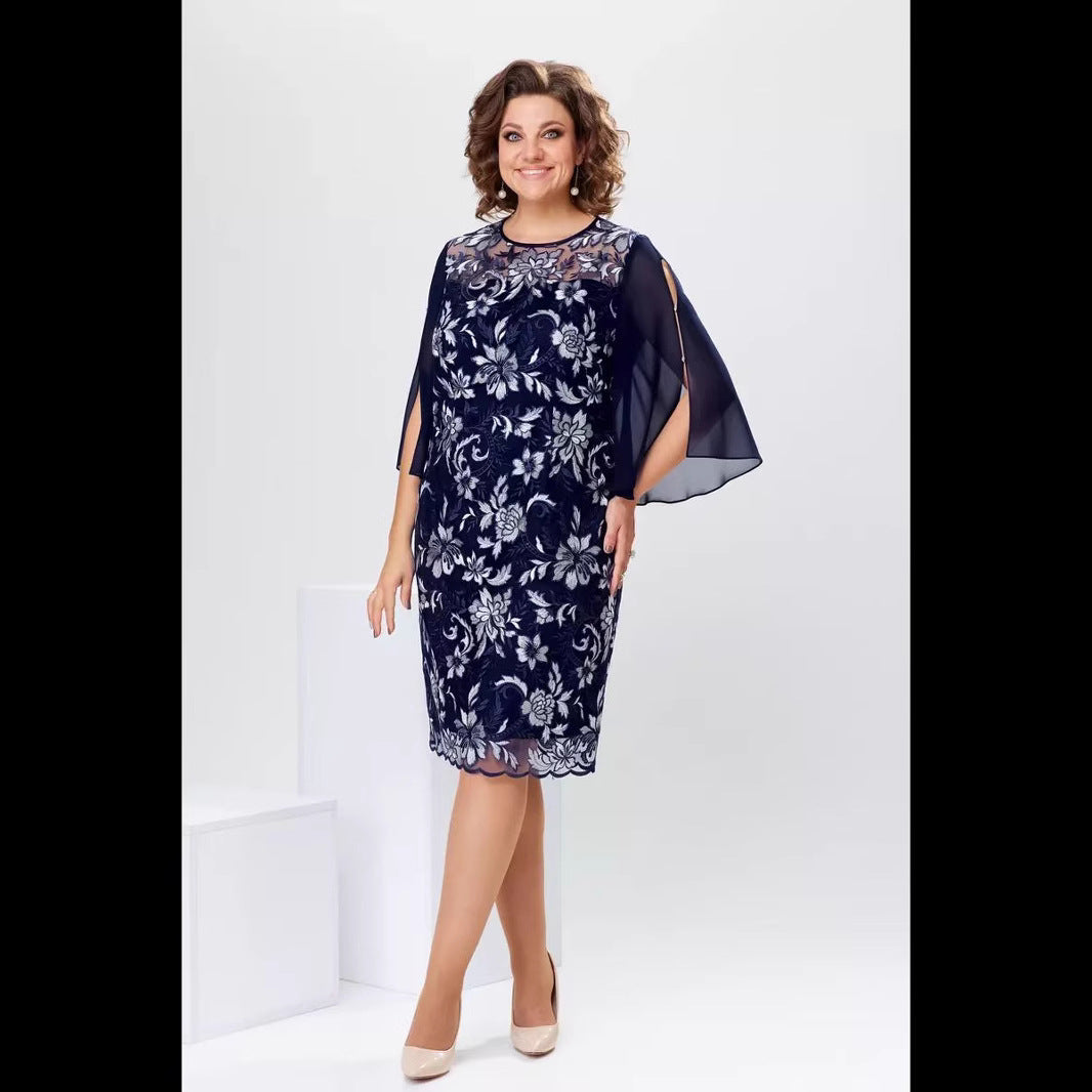 Elegant Floral Print A-Line Dress
