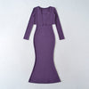 Strap Fish-tail Maxi Dress With Long-sleeve Cardigan A Sassy Two-piece Set For Women