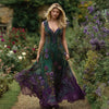 Womens Lightweight Printed Plus-size Loose-fitting Figure-flattering Maxi Dress