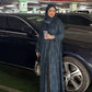 Printed Loose Long-Sleeved Elegant Arabic Abaya Robe Comes with a Headscarf