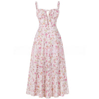 Floral Neck Slit Flared Dress