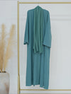 Muslim Women Abaya with Scarf 2 Piece Set Long Cardigan Eid Abayas Casual Long Robe Kaftan Party Ramadan Modest Caftan 2024