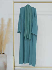 Muslim Women Abaya with Scarf 2 Piece Set Long Cardigan Eid Abayas Casual Long Robe Kaftan Party Ramadan Modest Caftan 2024