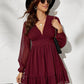 Long Sleeve V-Neck High Waist Dress