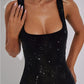 Double Strap Sequin Mesh Dress