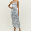 Floral Print Split Slit Silk Sleeveless Maxi Dress With Waist Tie For Women