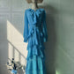 Elegant Ruffled Long-sleeve Waist-cinched Maxi Dress