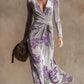 Womens V-neck Long-sleeve Maxi Dress