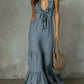 Sleeveless Cotton-Linen V-Neck Maxi Dress
