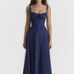 Floral Neck Slit Flared Dress