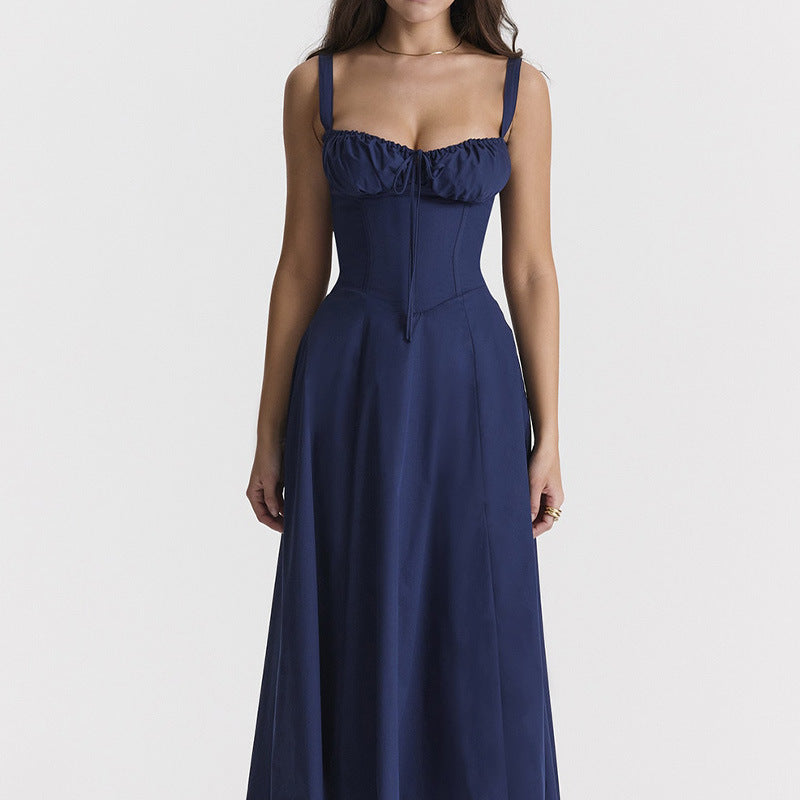 Floral Neck Slit Flared Dress