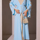 Ladies' Arab Long Gown with Bow Knot Soft Comfortable Casual Solid Color Outer Dress with Belt