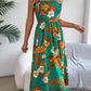 Women's Floral Print Tie Waist Camisole Beach Vacation Maxi Dress