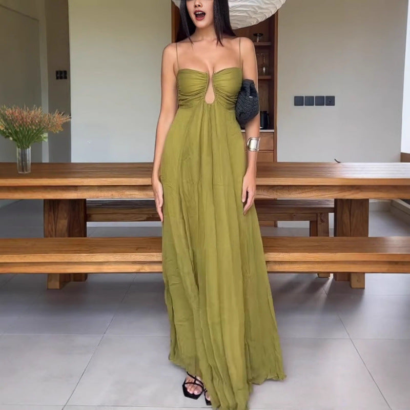 Sexy Sling Design Holiday Swing Maxi Dress