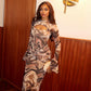 Striped Printed Bodycon Maxi Dress