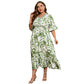 Casual Vacation Plus-size Flared Sleeve Maxi Dress