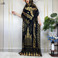 New ALFO  Muslim Summer Short Sleeve Robe Gold Stamping Boubou Maxi Women Femme Loose Dress With Big Scarf African Abaya Clothes